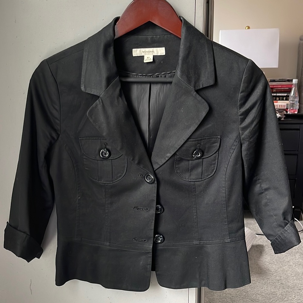 Cropped black peplum jacket